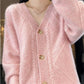[Regalo para mujer] Suéteres tipo cárdigan holgados y holgados con botones de cachemira sintética en la parte delantera para mujer